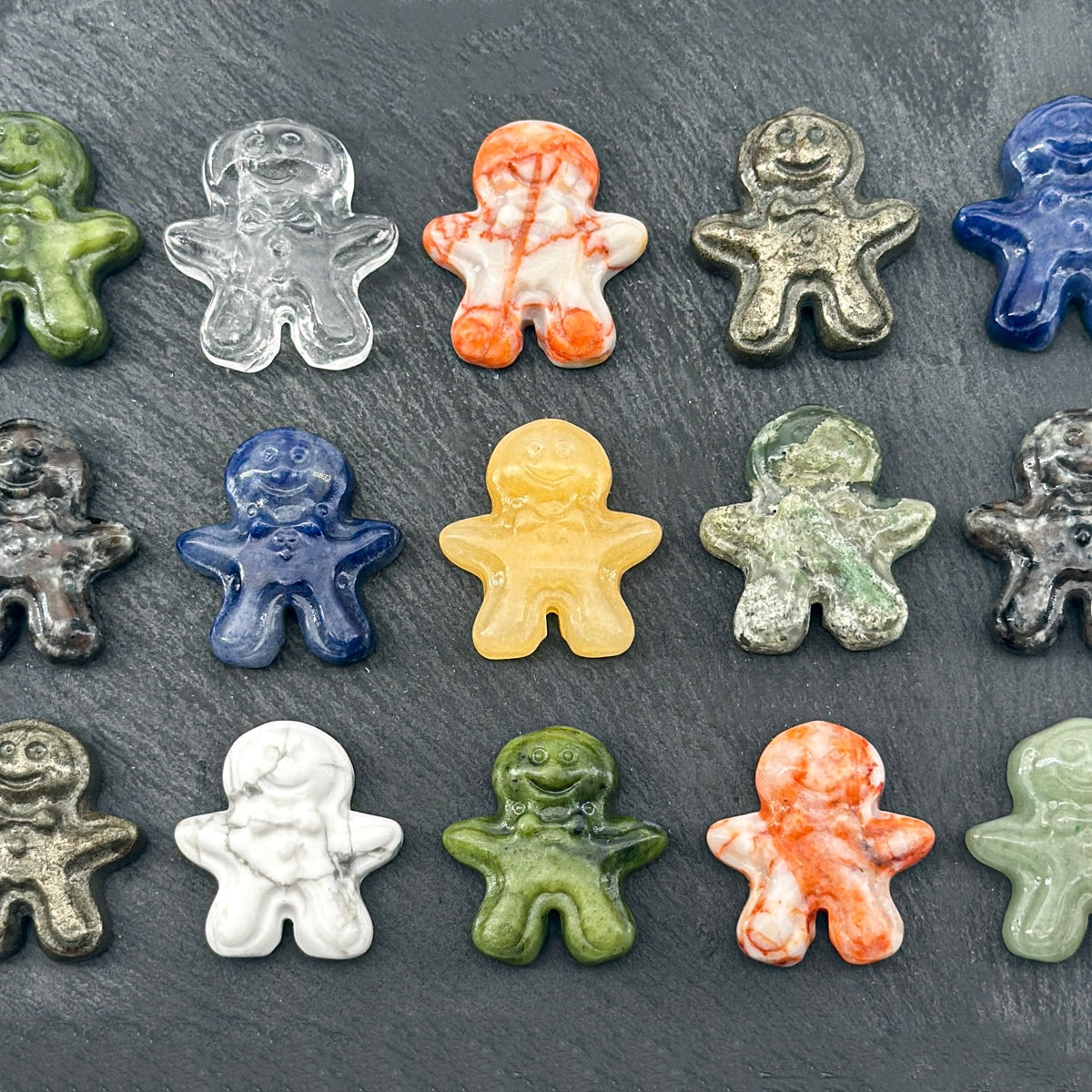 "Mini 3cm Natural Crystal Gingerbread Man Figurine | Unique Gemstone Ornament"