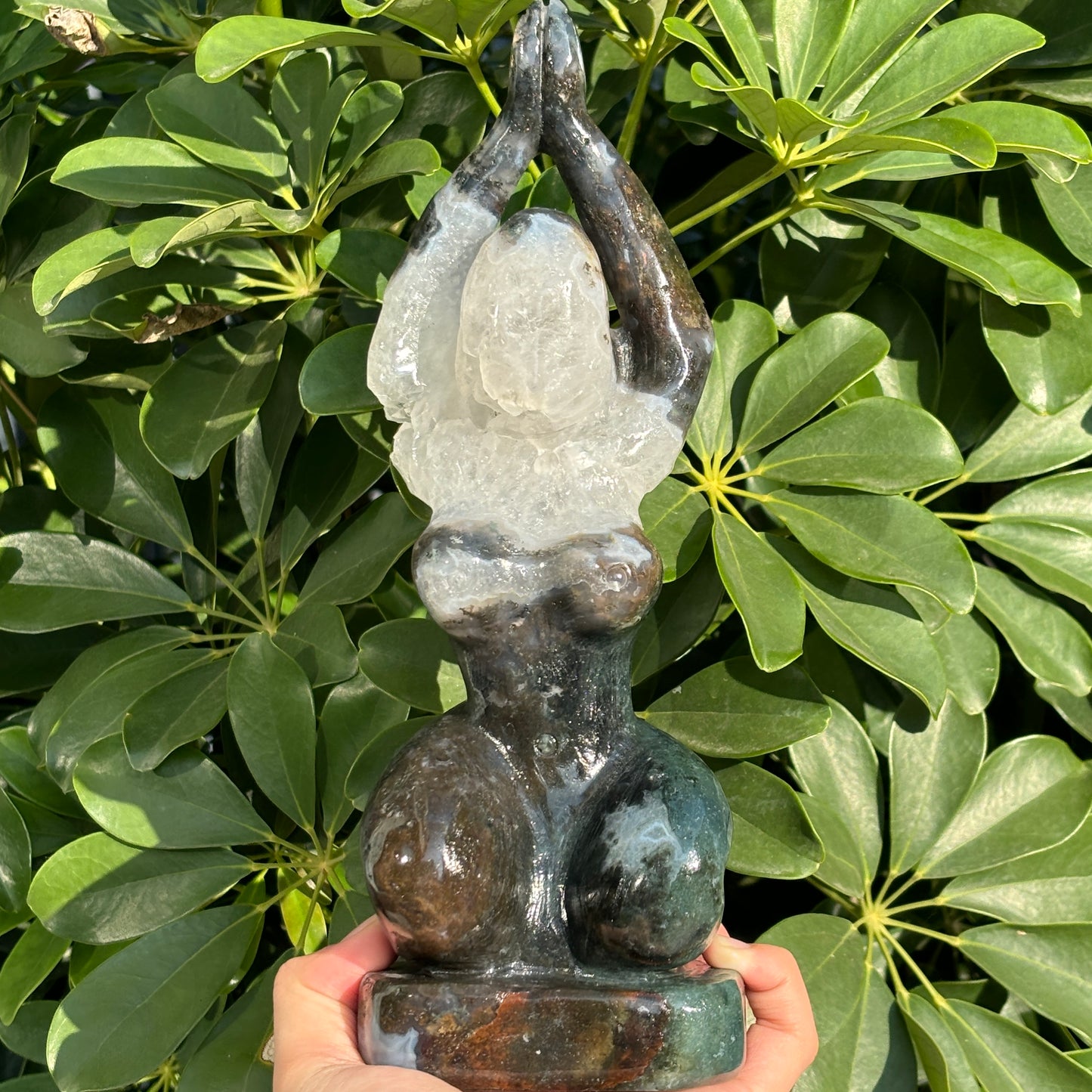 "Unique Hand-Carved Crystal Yoga Man Sculpture - A Symbol of Grace and Strength"