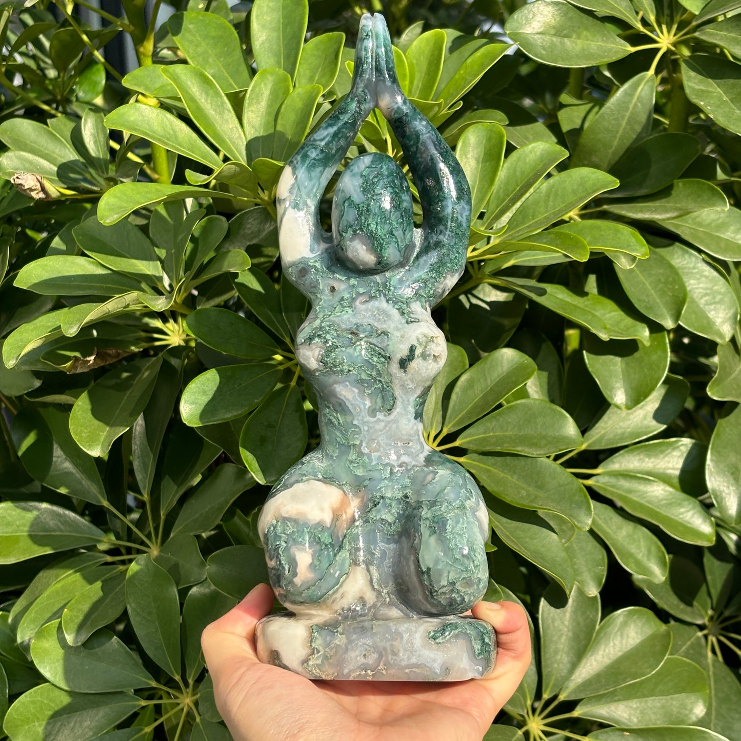 "Unique Hand-Carved Crystal Yoga Man Sculpture - A Symbol of Grace and Strength"