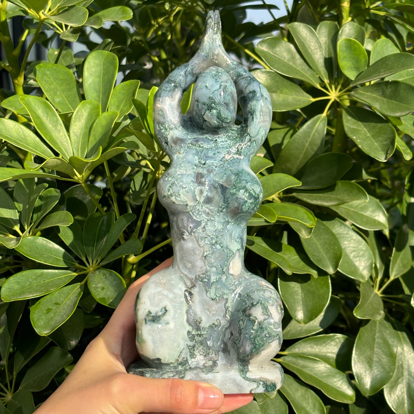 "Unique Hand-Carved Crystal Yoga Man Sculpture - A Symbol of Grace and Strength"
