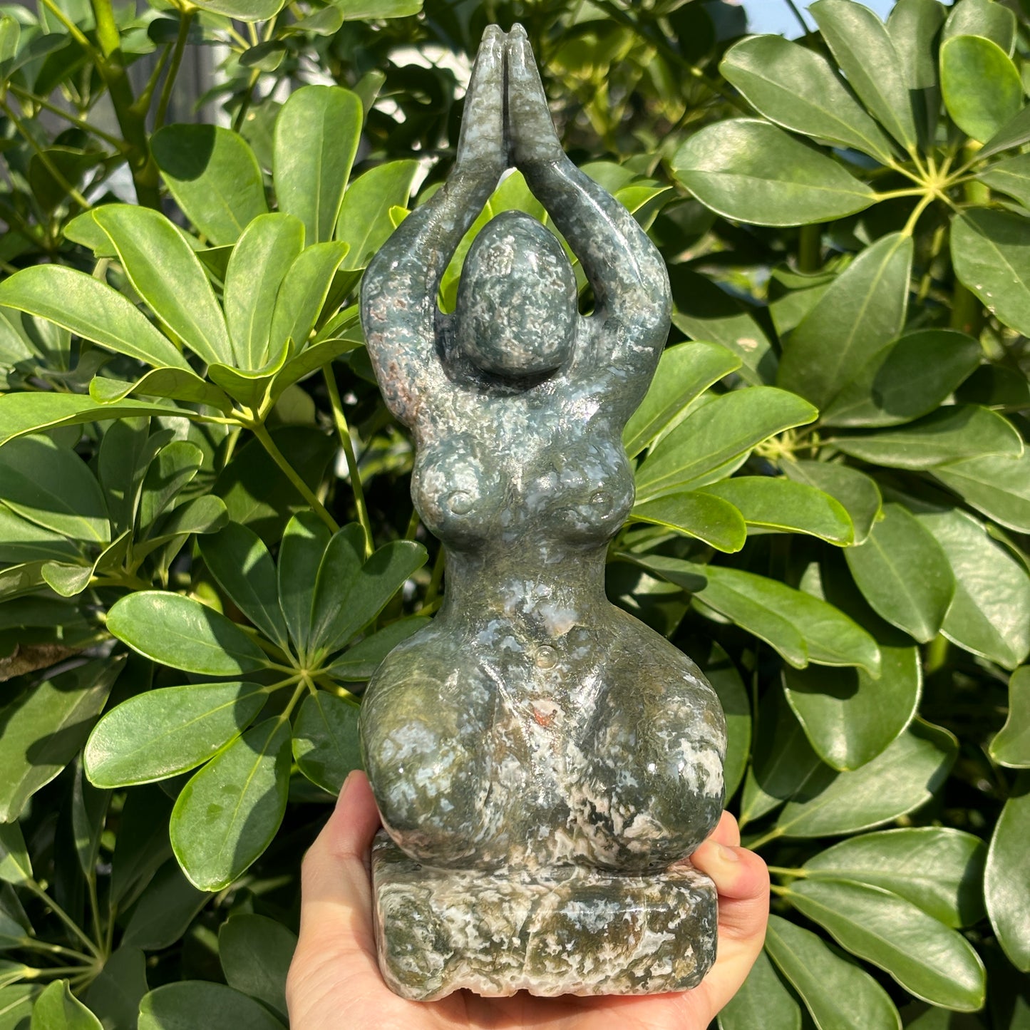 "Unique Hand-Carved Crystal Yoga Man Sculpture - A Symbol of Grace and Strength"