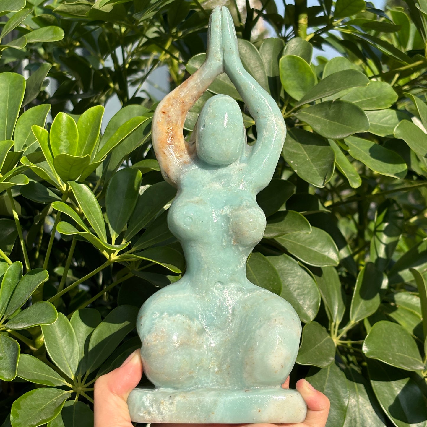 "Unique Hand-Carved Crystal Yoga Man Sculpture - A Symbol of Grace and Strength"