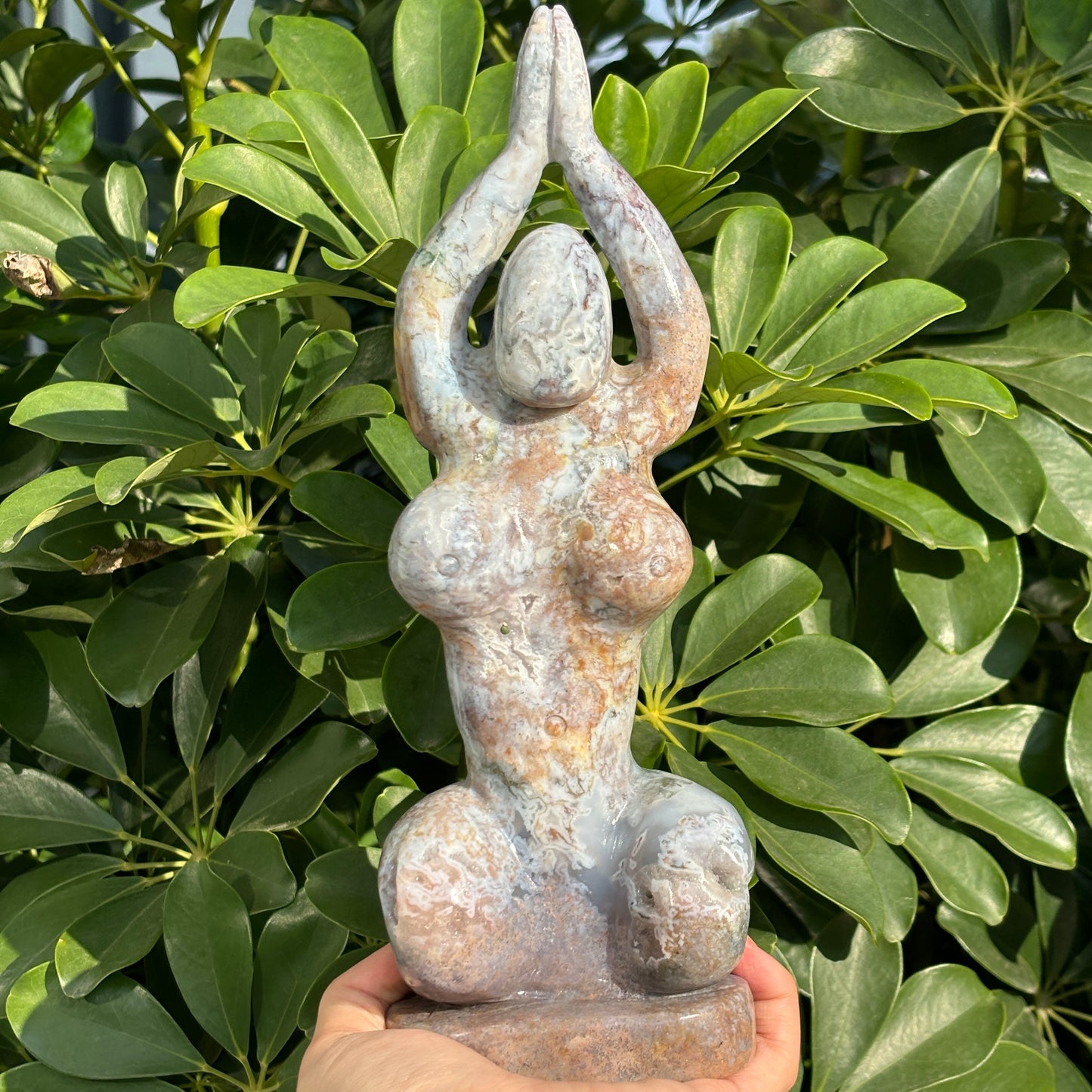 "Unique Hand-Carved Crystal Yoga Man Sculpture - A Symbol of Grace and Strength"