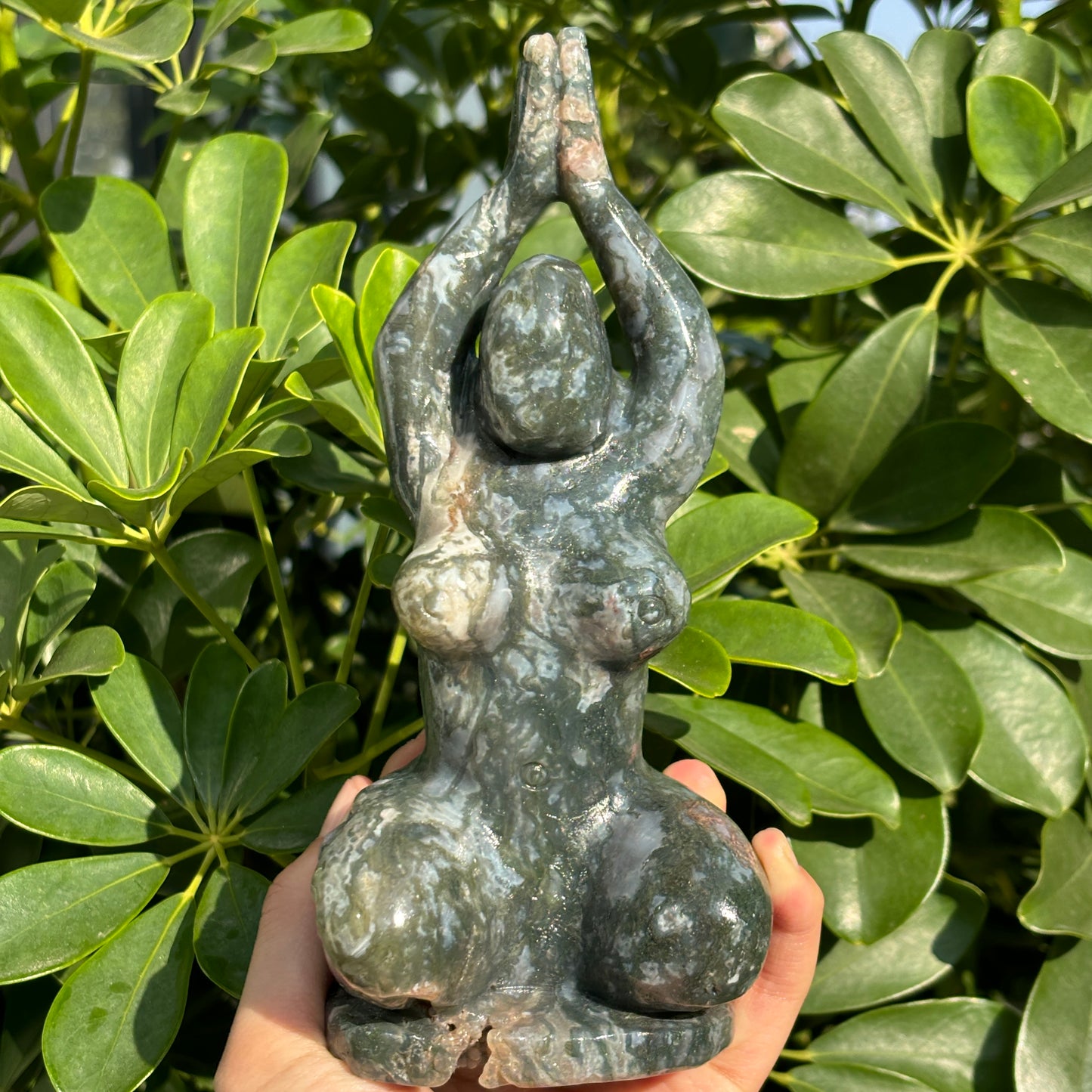 "Unique Hand-Carved Crystal Yoga Man Sculpture - A Symbol of Grace and Strength"