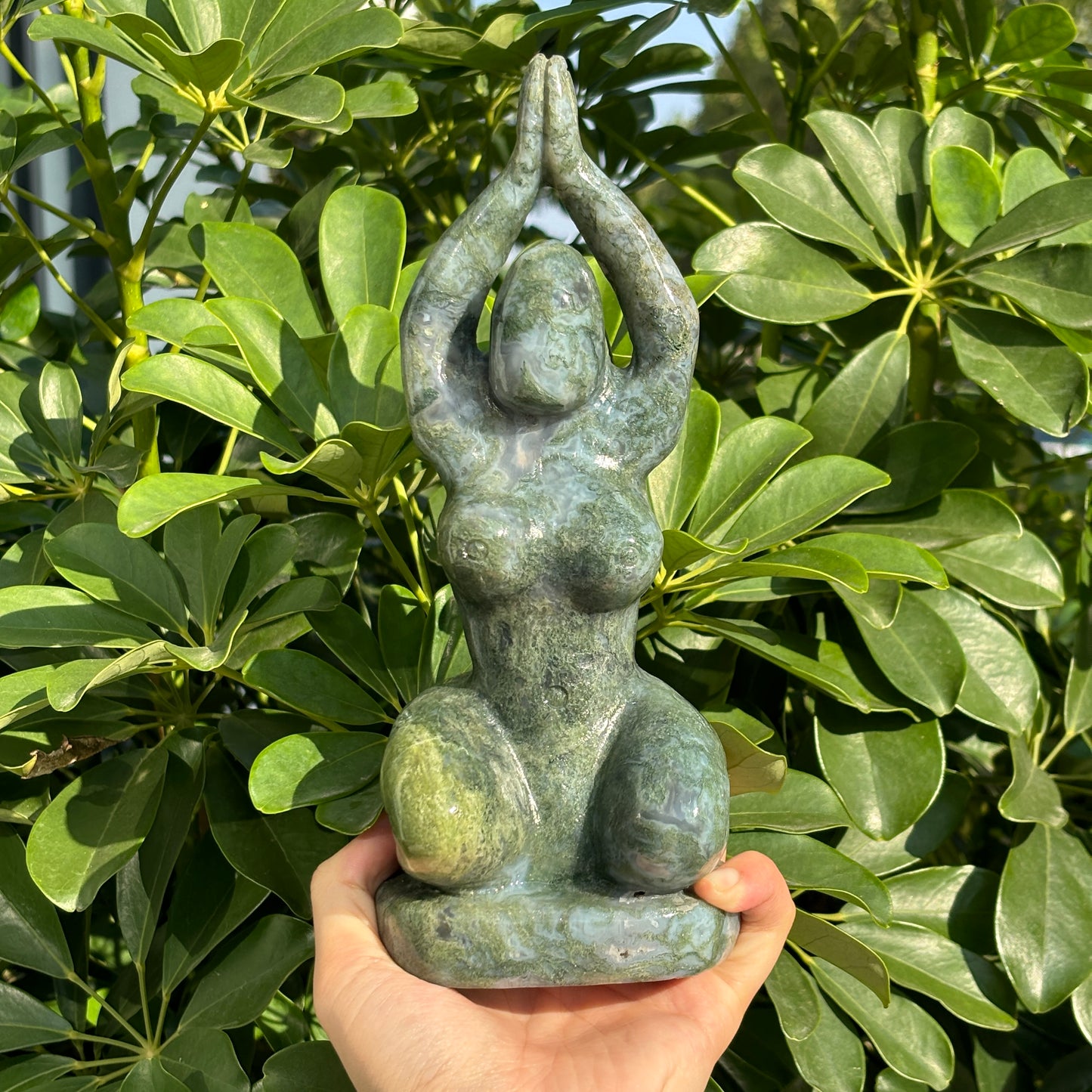 "Unique Hand-Carved Crystal Yoga Man Sculpture - A Symbol of Grace and Strength"