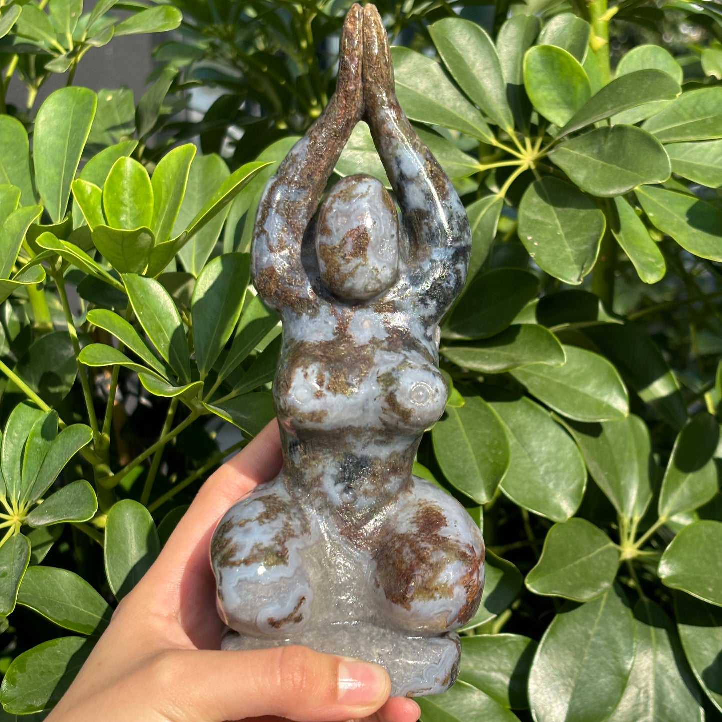 "Unique Hand-Carved Crystal Yoga Man Sculpture - A Symbol of Grace and Strength"