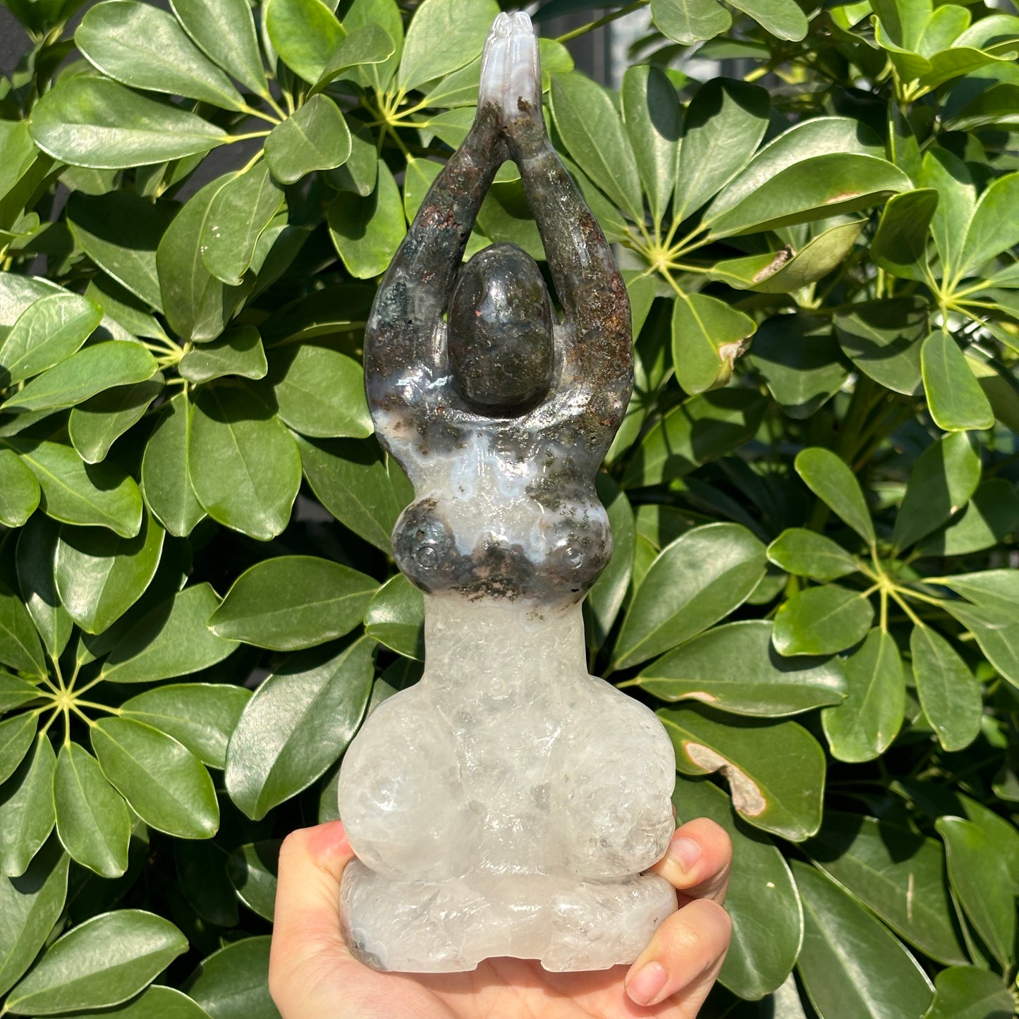 "Unique Hand-Carved Crystal Yoga Man Sculpture - A Symbol of Grace and Strength"