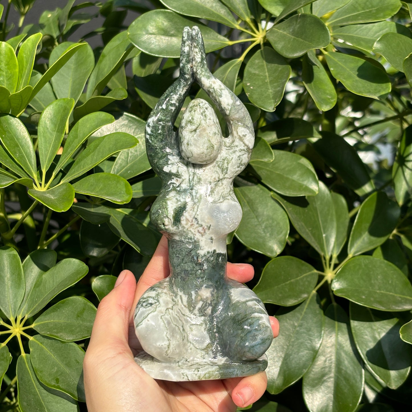 "Unique Hand-Carved Crystal Yoga Man Sculpture - A Symbol of Grace and Strength"