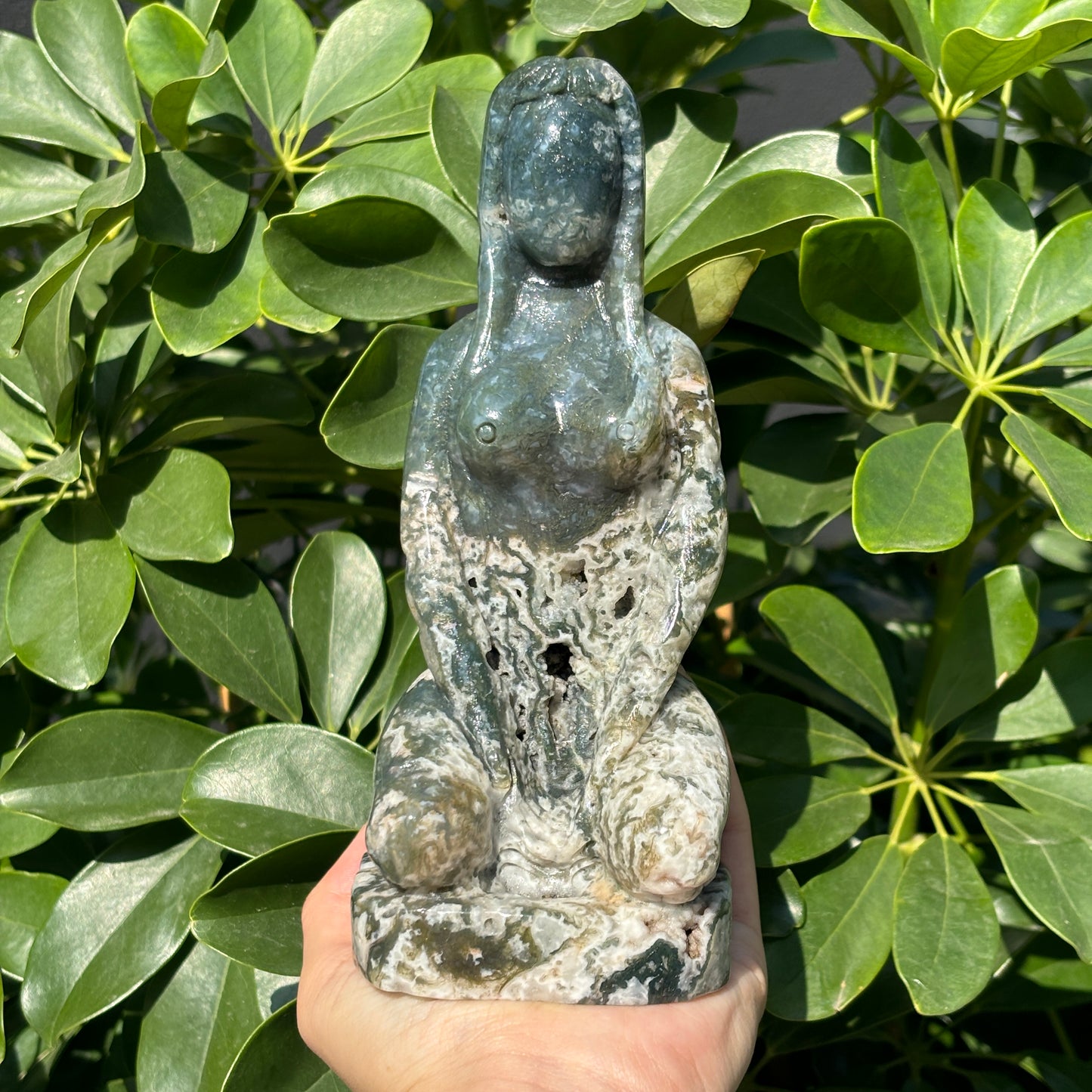 "Unique Hand-Carved Crystal Yoga Man Sculpture - A Symbol of Grace and Strength"