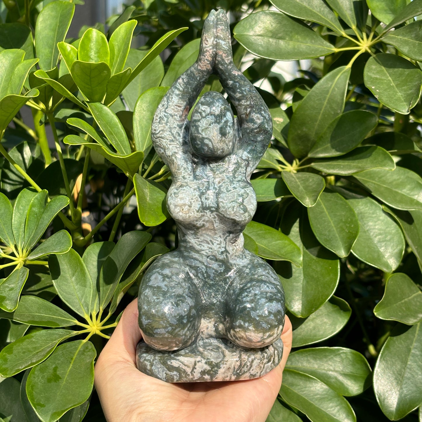 "Unique Hand-Carved Crystal Yoga Man Sculpture - A Symbol of Grace and Strength"