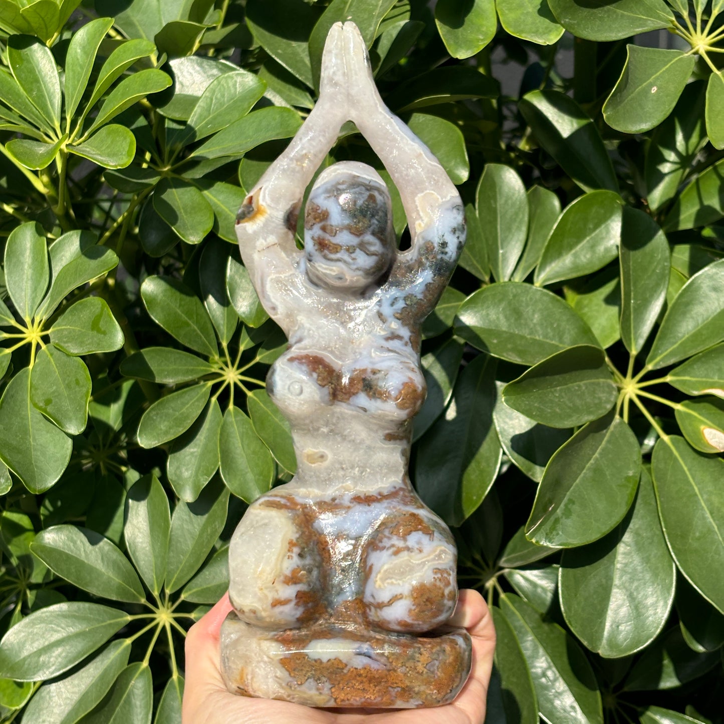 "Unique Hand-Carved Crystal Yoga Man Sculpture - A Symbol of Grace and Strength"