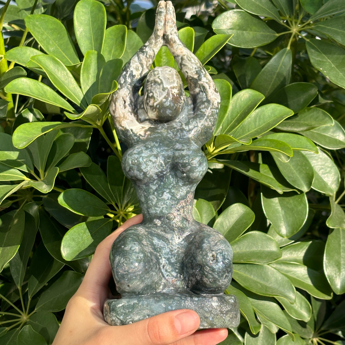"Unique Hand-Carved Crystal Yoga Man Sculpture - A Symbol of Grace and Strength"