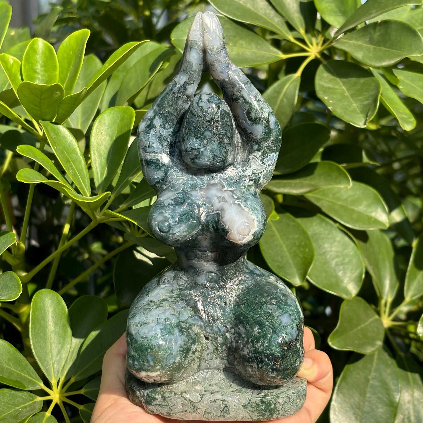 "Unique Hand-Carved Crystal Yoga Man Sculpture - A Symbol of Grace and Strength"