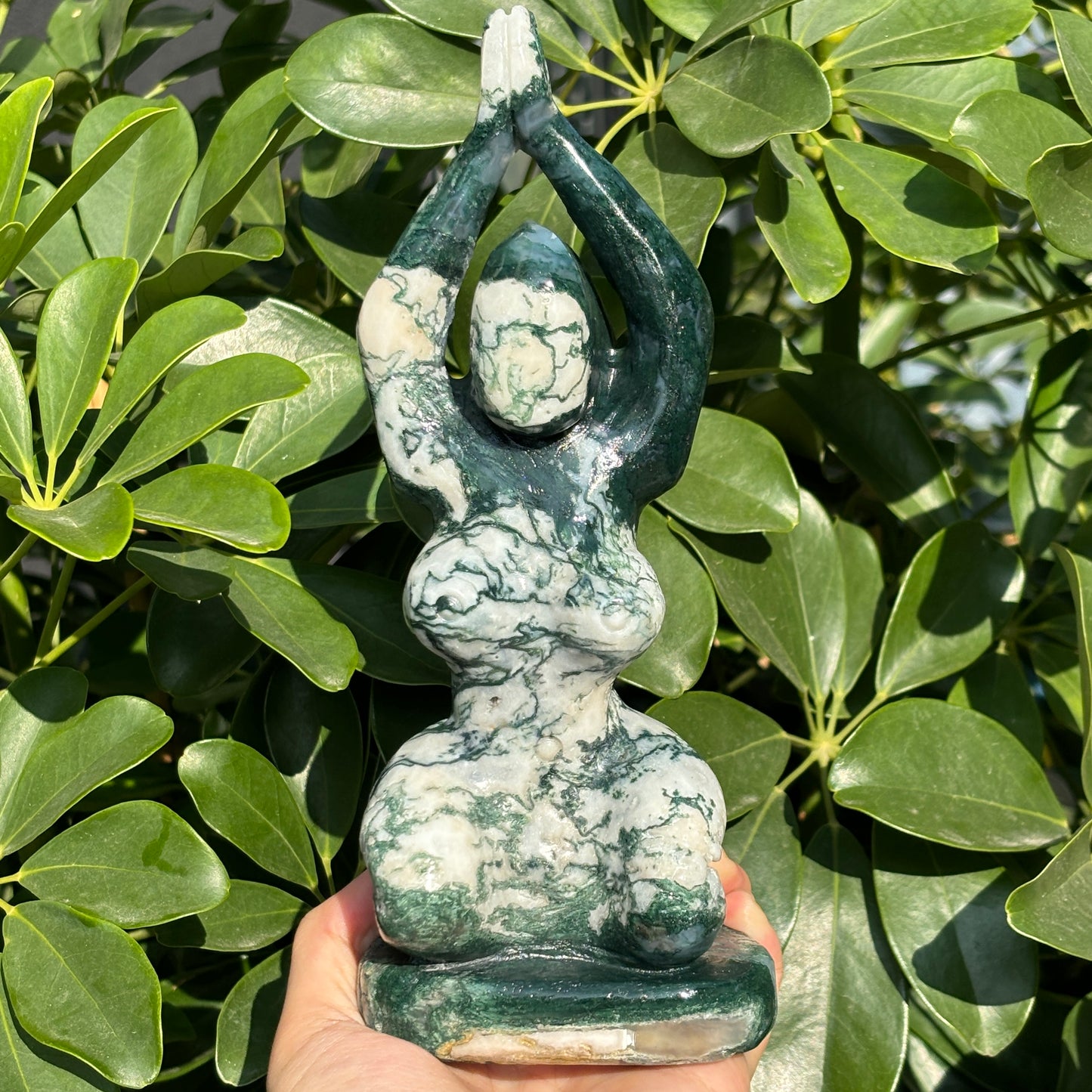 "Unique Hand-Carved Crystal Yoga Man Sculpture - A Symbol of Grace and Strength"