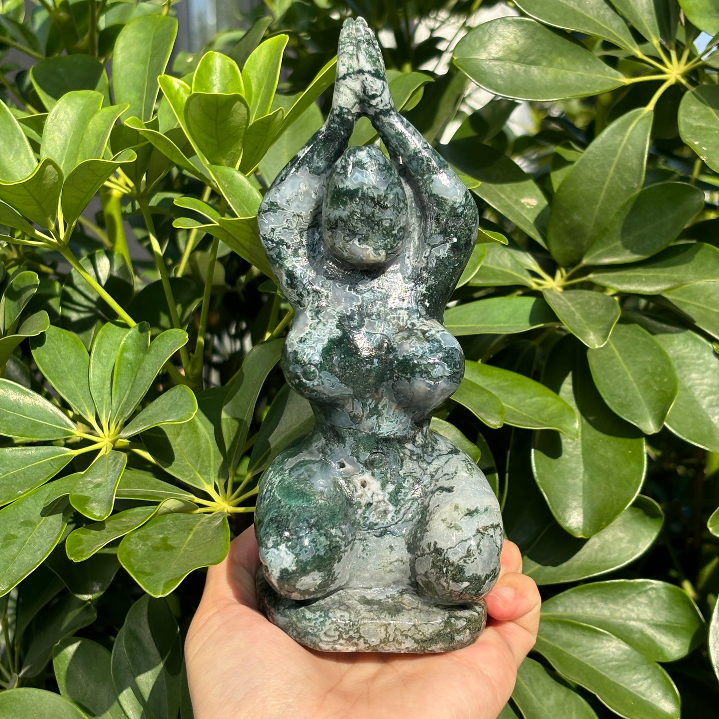 "Unique Hand-Carved Crystal Yoga Man Sculpture - A Symbol of Grace and Strength"