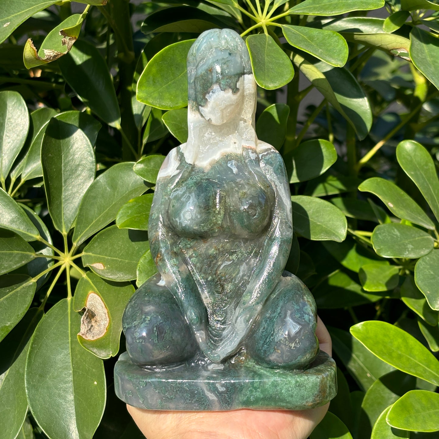 "Unique Hand-Carved Crystal Yoga Man Sculpture - A Symbol of Grace and Strength"