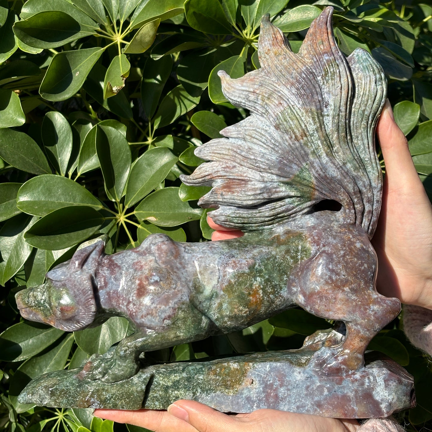 "Majestic Hand Carved Animal Crystal Statue - Natural Stone Sculpture"