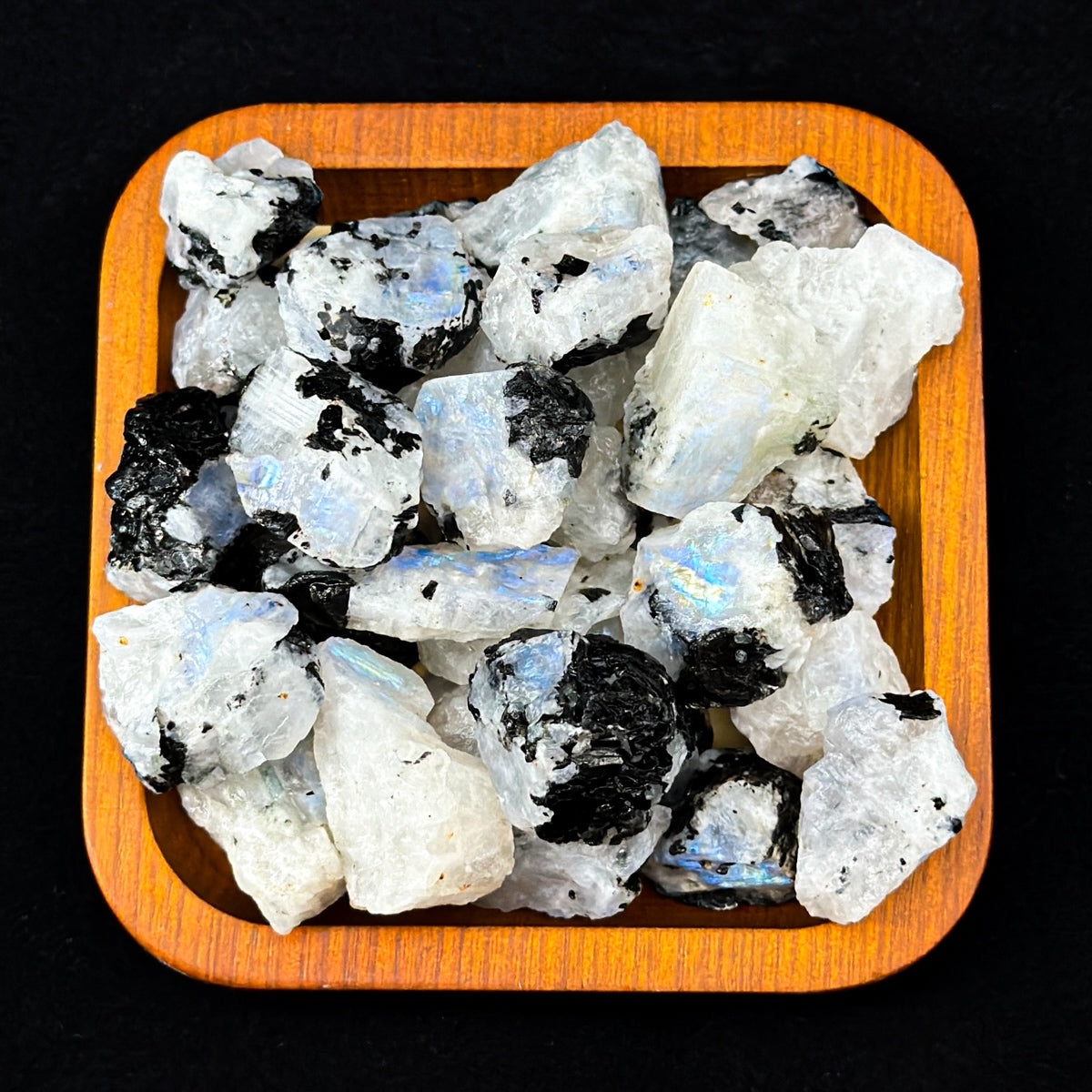 500g "Raw Moonstone with Tourmaline Inclusions – Iridescent Stones for Energy Work and Collecting"