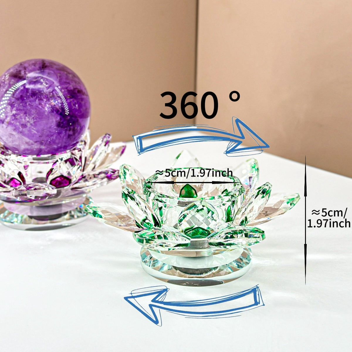 "360° Rotating Crystal Lotus Candle Holders – Multicolor Decorative Centerpieces"