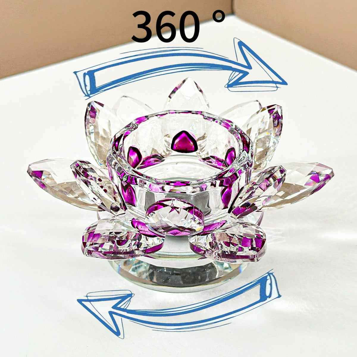 "360° Rotating Crystal Lotus Candle Holders – Multicolor Decorative Centerpieces"