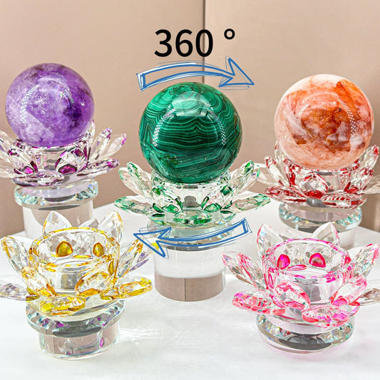"360° Rotating Crystal Lotus Candle Holders – Multicolor Decorative Centerpieces"