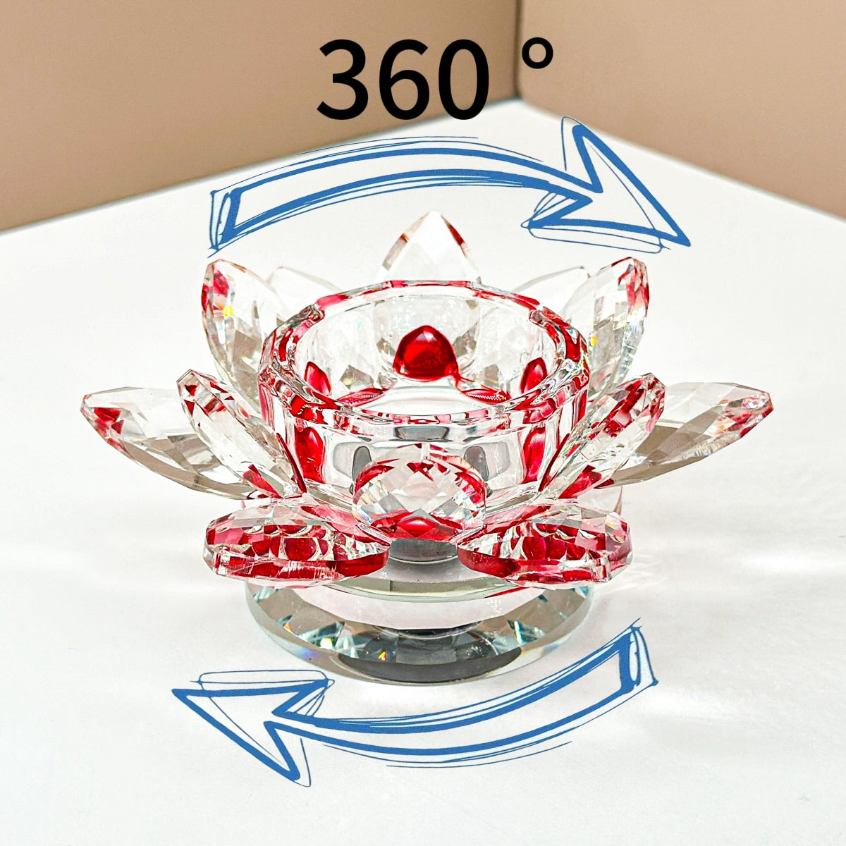 "360° Rotating Crystal Lotus Candle Holders – Multicolor Decorative Centerpieces"