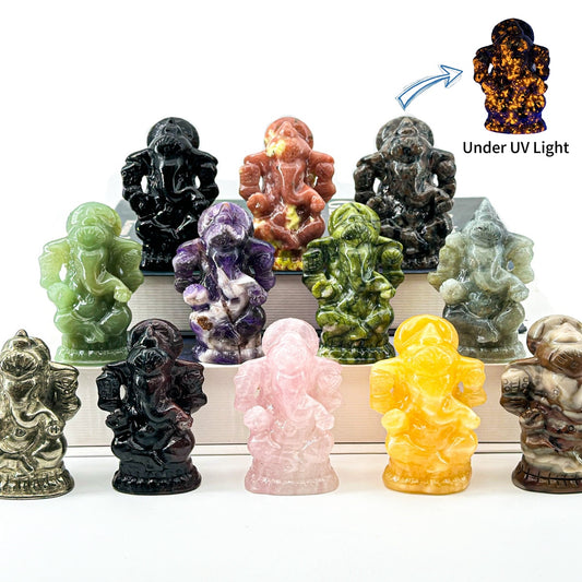1 count "Handcrafted Ganesha Figurines Set (7-7.5 cm | 2.76-2.95 inches)" Gift Traditional Carved Decoration Lord Ornaments