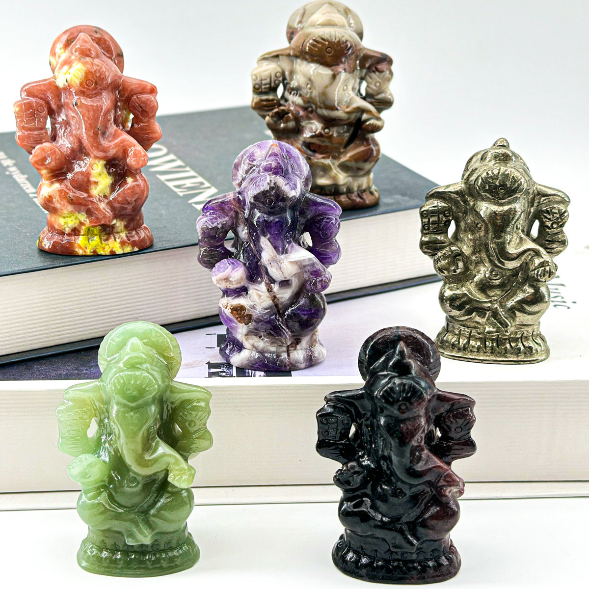 1 count "Handcrafted Ganesha Figurines Set (7-7.5 cm | 2.76-2.95 inches)" Gift Traditional Carved Decoration Lord Ornaments