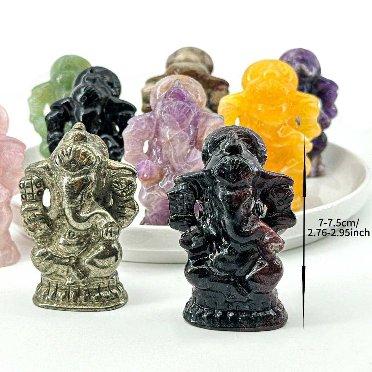 1 count "Handcrafted Ganesha Figurines Set (7-7.5 cm | 2.76-2.95 inches)" Gift Traditional Carved Decoration Lord Ornaments