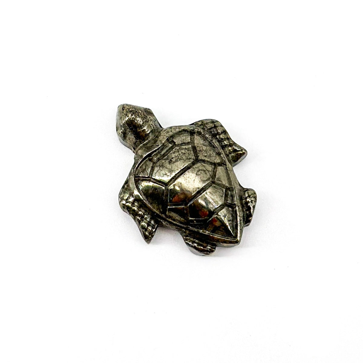 "Set of Three Handcrafted pyrite Turtle Figurines - Nature Style Mini Turtles"