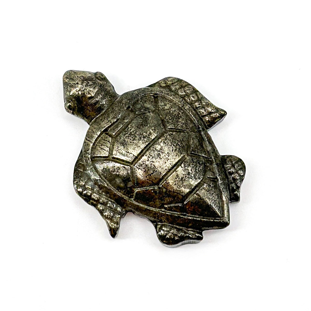 "Set of Three Handcrafted pyrite Turtle Figurines - Nature Style Mini Turtles"