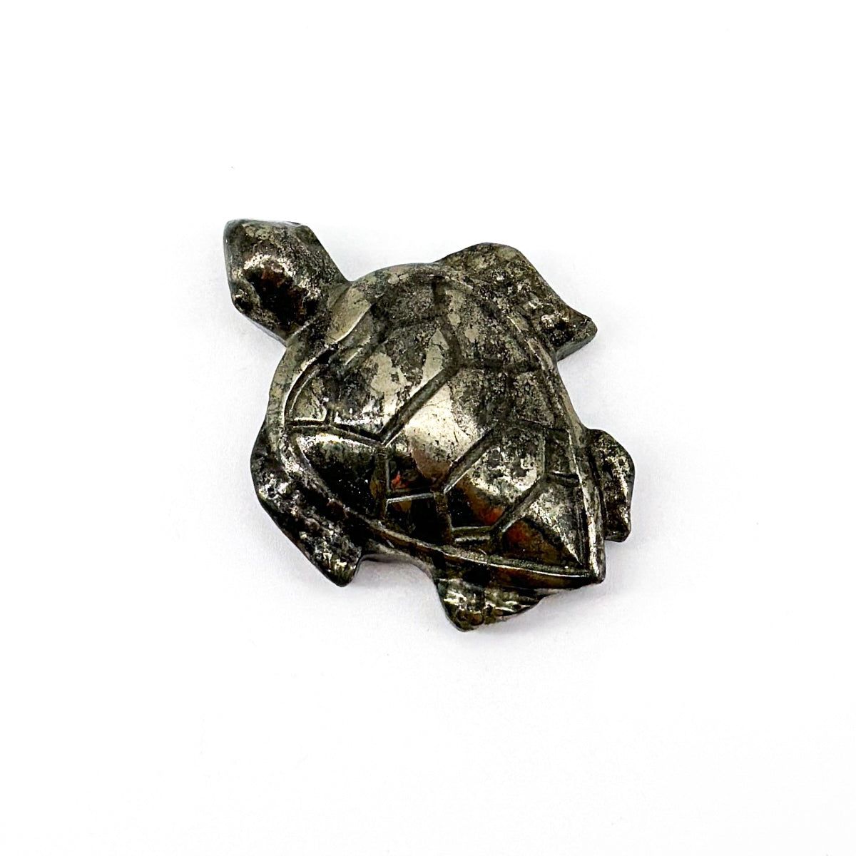 "Set of Three Handcrafted pyrite Turtle Figurines - Nature Style Mini Turtles"