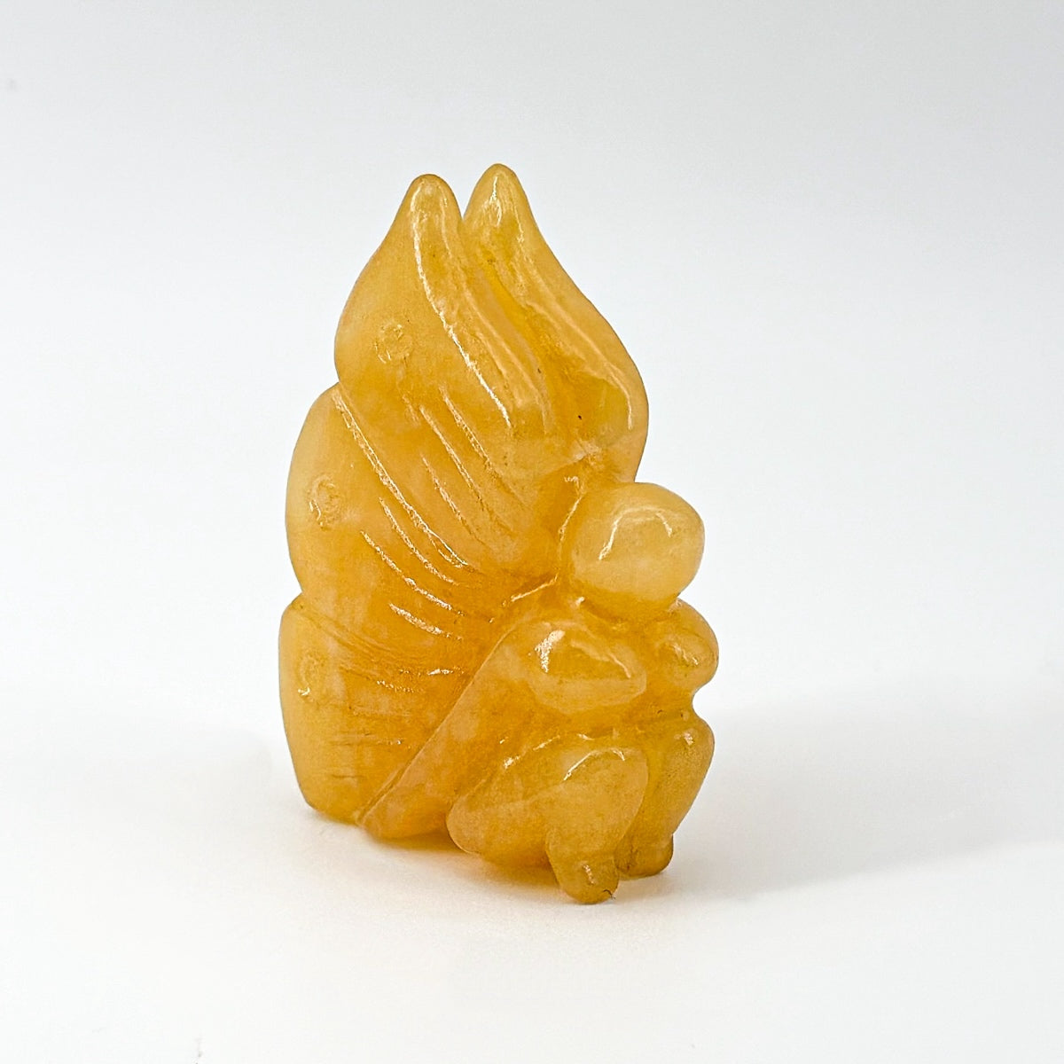 "Hand Carved Gemstone Fairy Statue - Unique Crystal Fairy Carving for Home or Gift, 7cm"