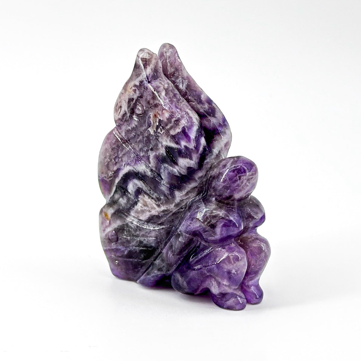 "Hand Carved Gemstone Fairy Statue - Unique Crystal Fairy Carving for Home or Gift, 7cm"