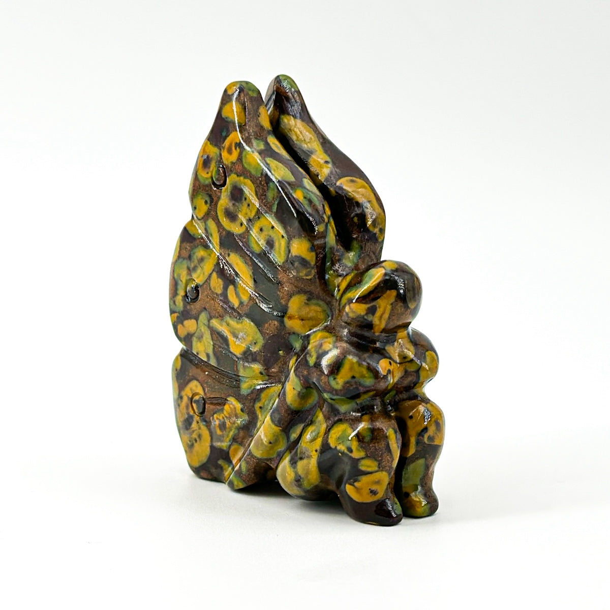 "Hand Carved Gemstone Fairy Statue - Unique Crystal Fairy Carving for Home or Gift, 7cm"