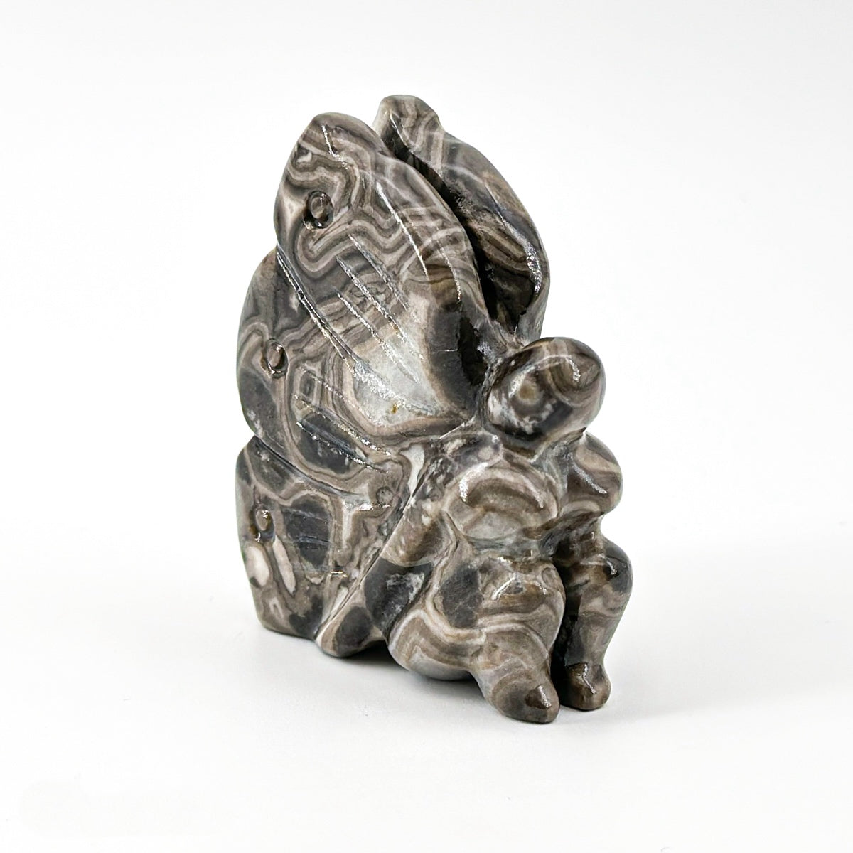 "Hand Carved Gemstone Fairy Statue - Unique Crystal Fairy Carving for Home or Gift, 7cm"