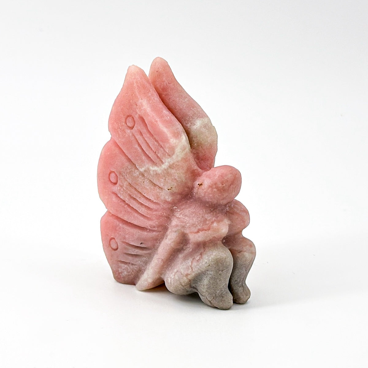 "Hand Carved Gemstone Fairy Statue - Unique Crystal Fairy Carving for Home or Gift, 7cm"