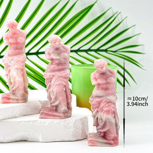 "Pink Gemstone Statue Figurine - Hand-Carved Classic Venus Sculpture, 10cm Elegant Home Decor"
