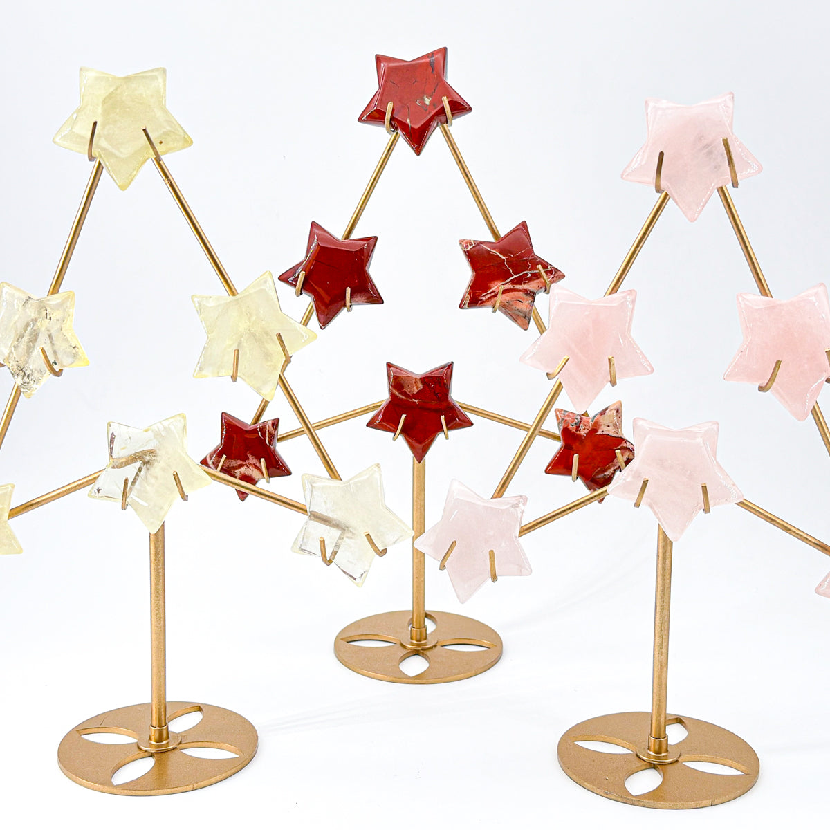 "  Crystal  Star Christmas Tree Decor - Modern Crystal Ornament Display with Gold Stand, Festive Holiday Accent"
