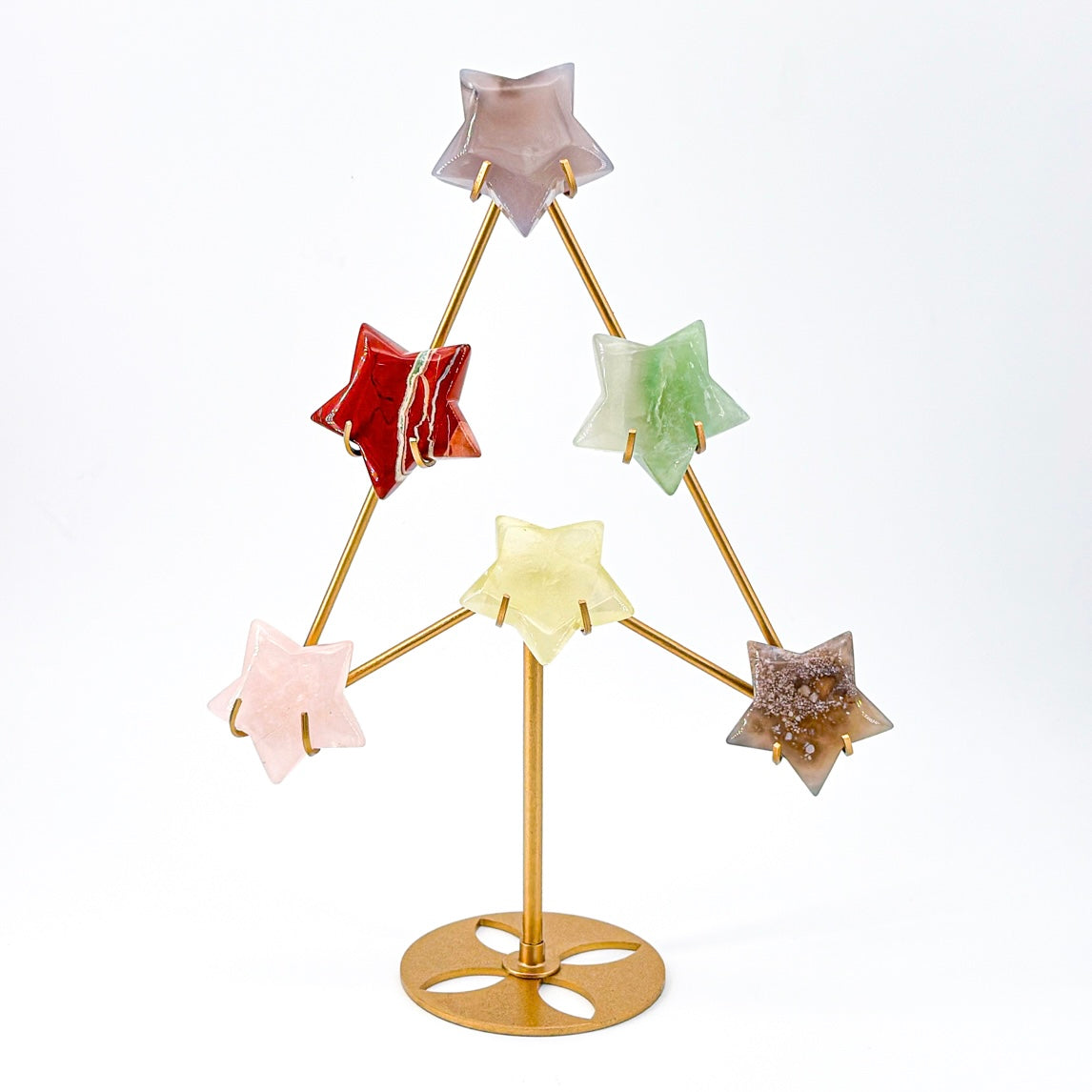 "  Crystal  Star Christmas Tree Decor - Modern Crystal Ornament Display with Gold Stand, Festive Holiday Accent"