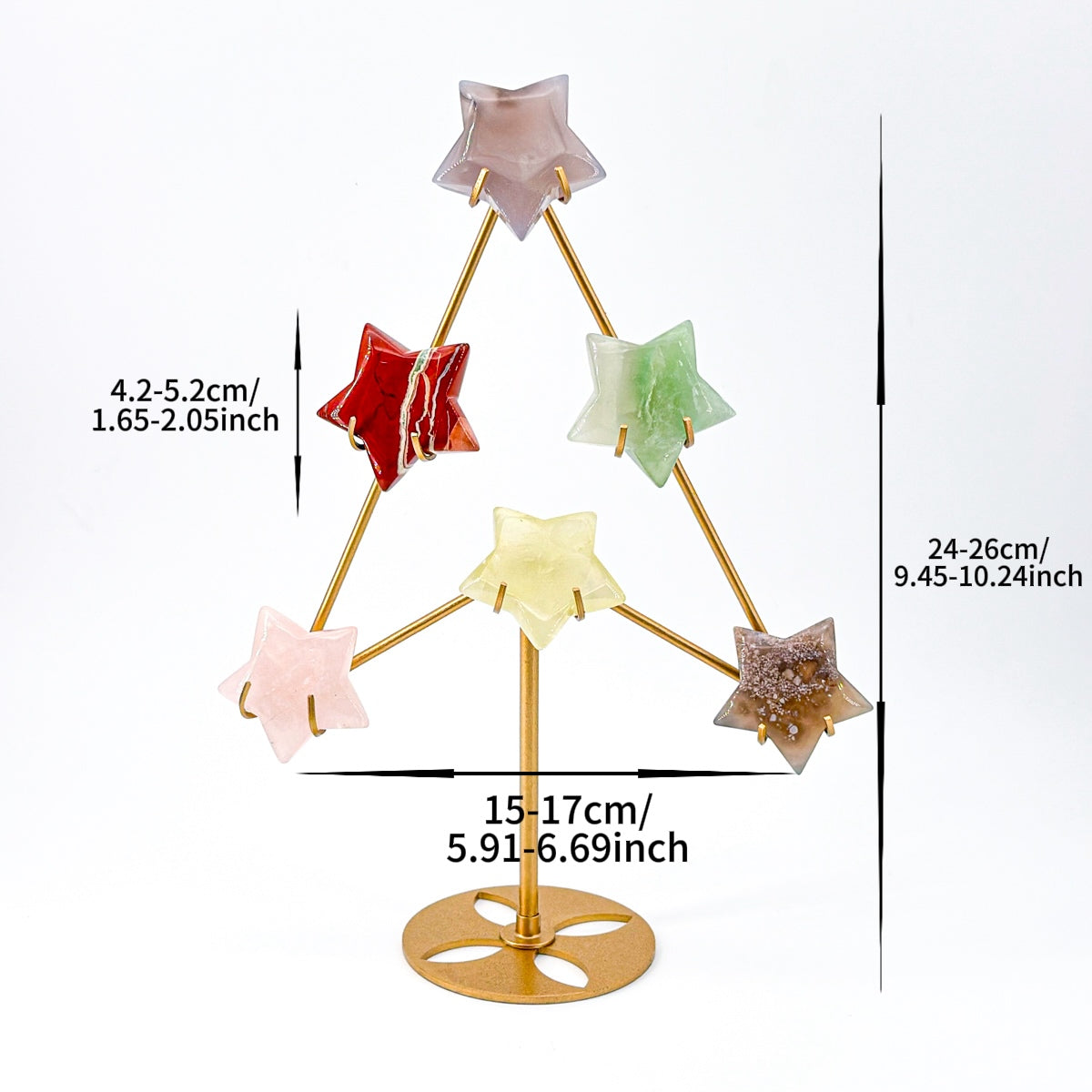 "  Crystal  Star Christmas Tree Decor - Modern Crystal Ornament Display with Gold Stand, Festive Holiday Accent"