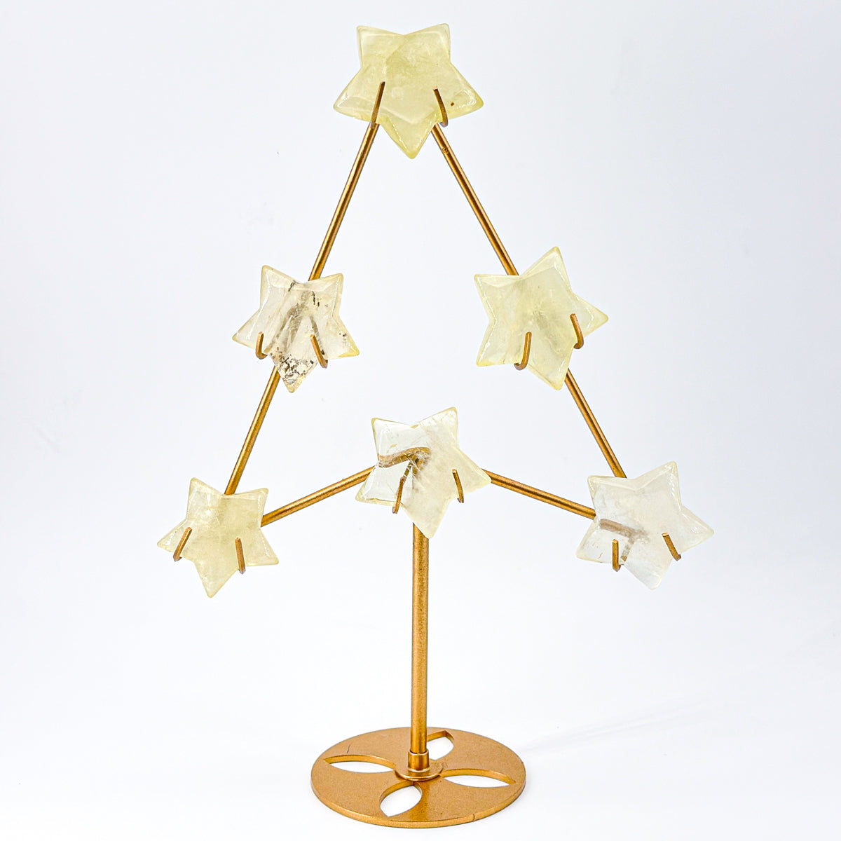 "  Crystal  Star Christmas Tree Decor - Modern Crystal Ornament Display with Gold Stand, Festive Holiday Accent"