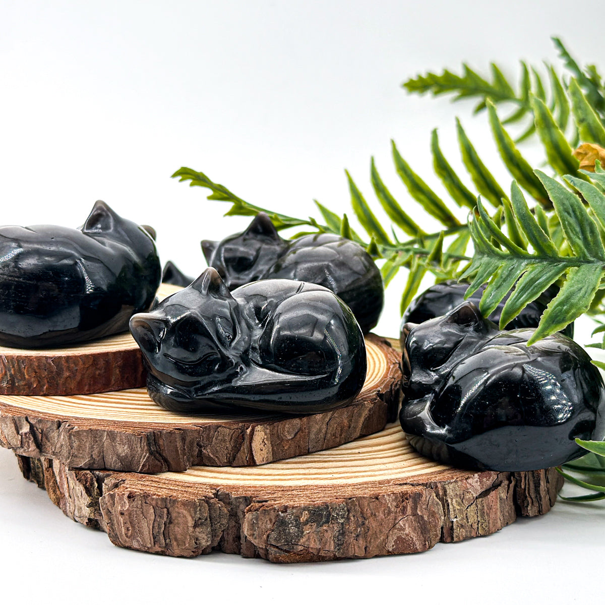 1 count  Hand-Carved Gemstone Sleeping Cat Figurines - Natural Crystal Cat Sculptures, 5.7cm Zen Decor"