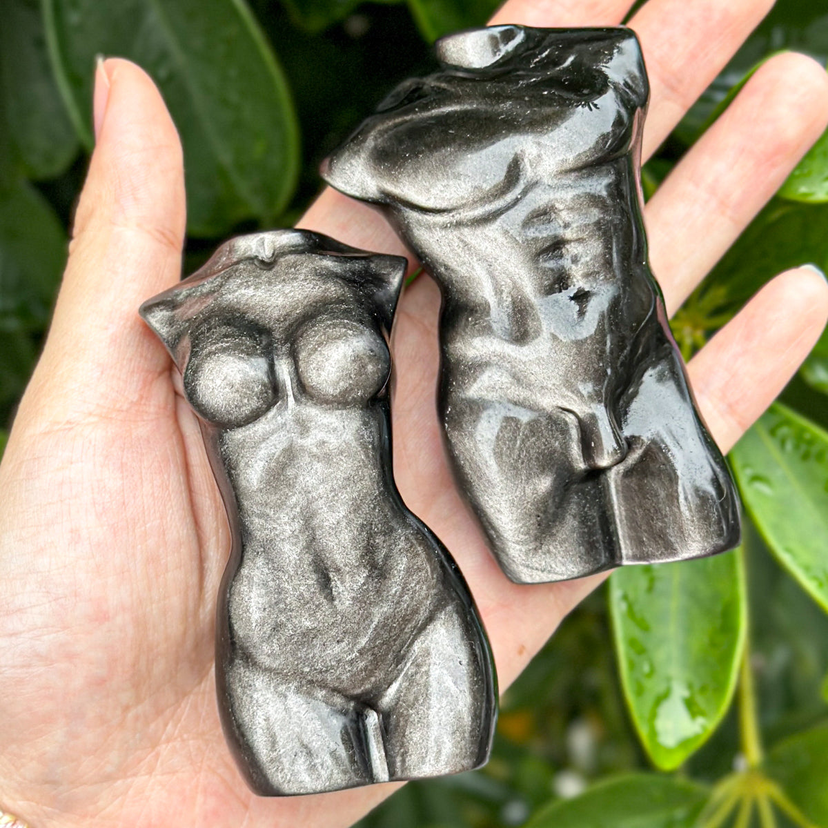 "Hand-Carved Gemstone Torso Sculptures - Male & Female Body Art Statues, 7.3-8cm Elegant Crystal Decor"