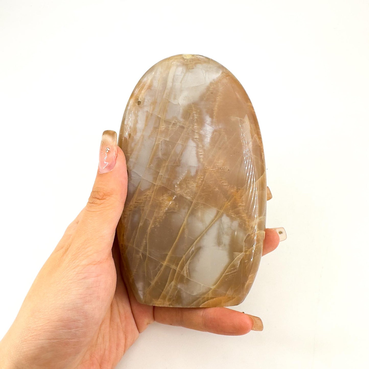 1 count Peach Moonstone Freeform，special Gift For Women Lover, Home Decoration