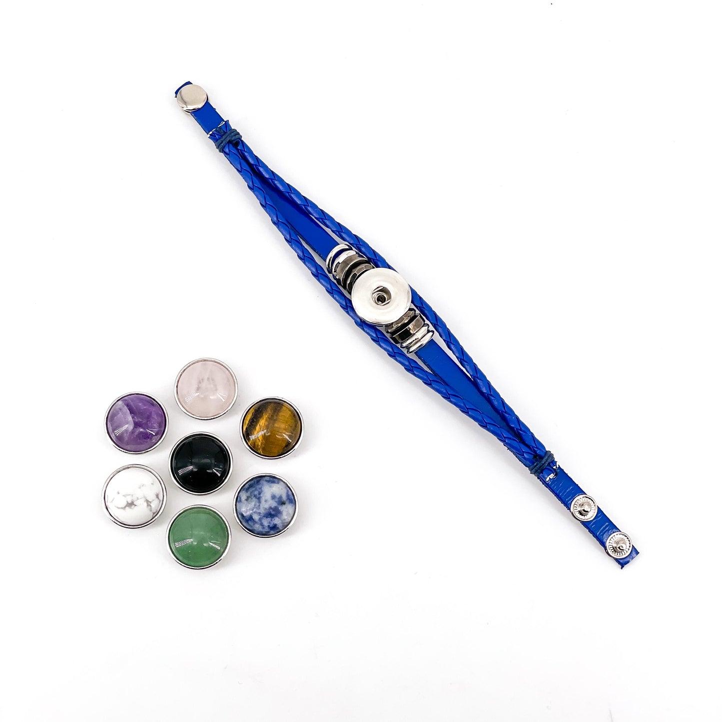 Chakra woven bracelet，Crystal button bracelet，interchangeable crystal bracelet