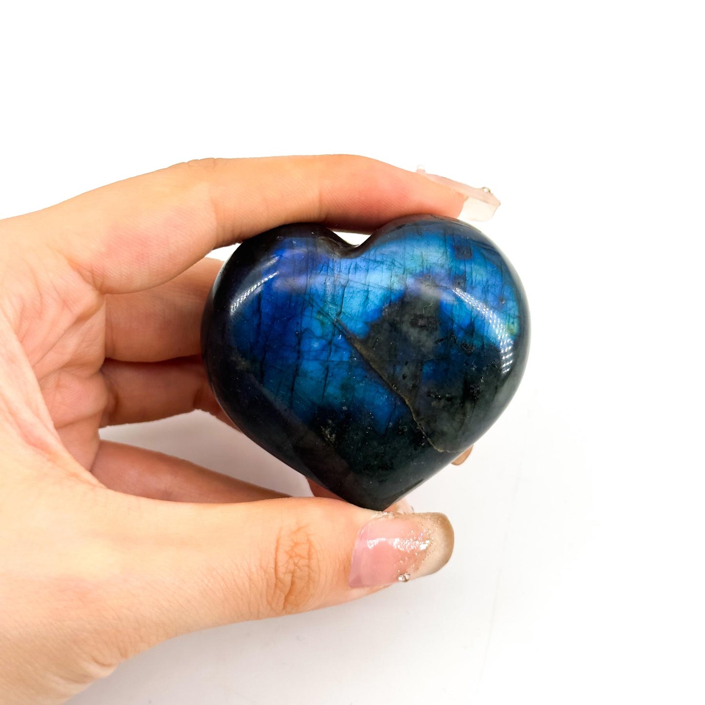 1 count Labradorite Crystal Heart，Natural Flashy Labradorite Cabochon Heart Shape Labradorite