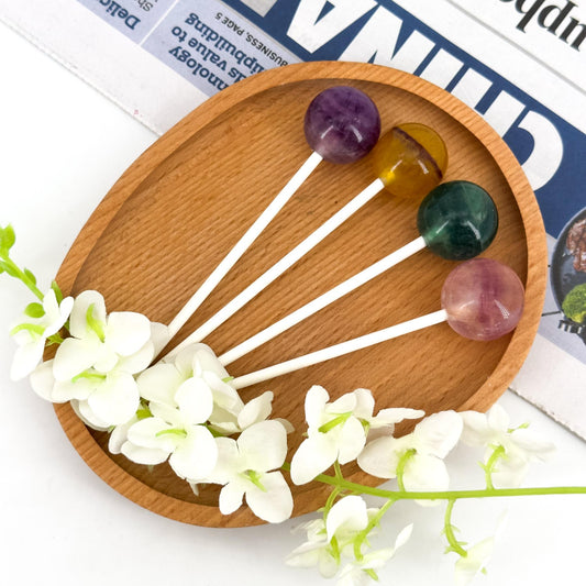 Fluorite Lollipop,Natural Crystal Carvings,Crystal Ornaments, , Healing Energy