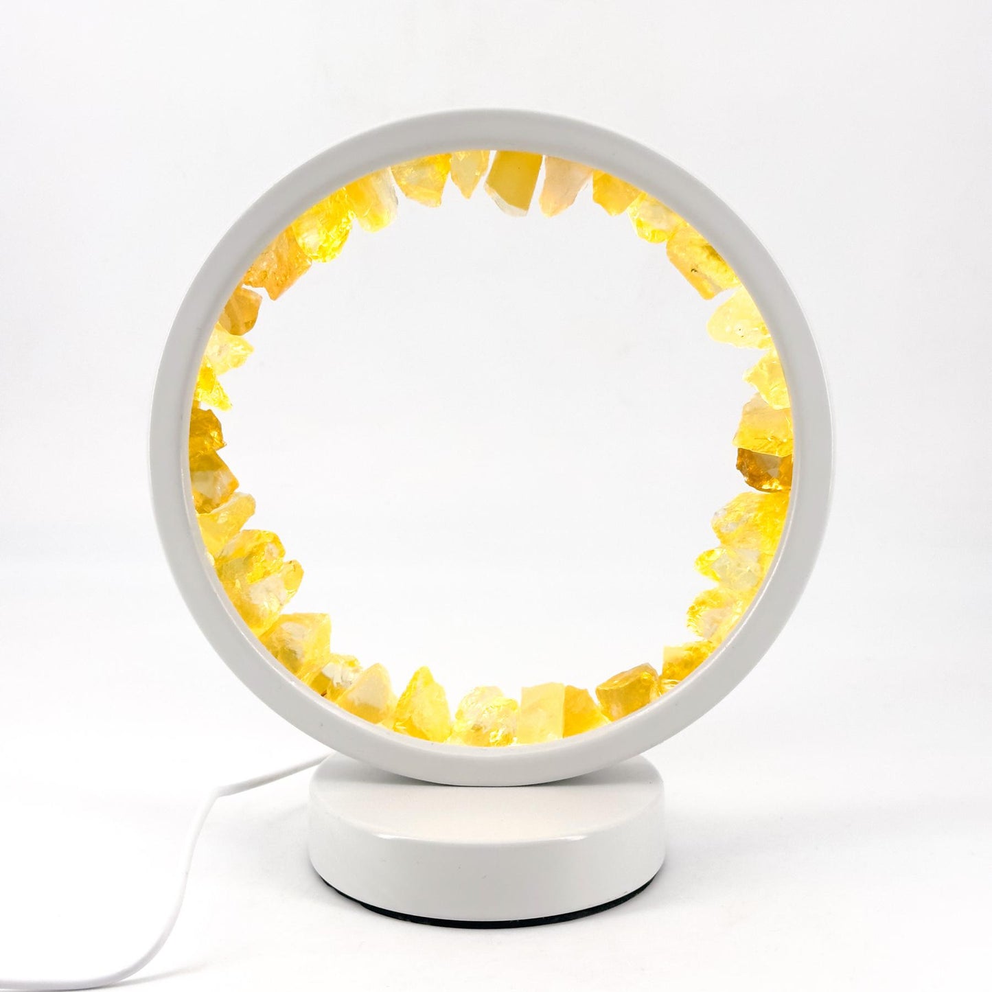 Natural Crystal Round Night Light Energy Crystal Clusters Stone Lamp For Spiritual Balance, Serene Glow For Relaxation And Sleep, USB Bedside Lamp
