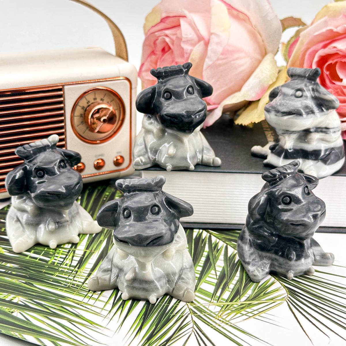 1 Count Crystal Baby Dairy Cow | TaiChi Stone | Unique Decor